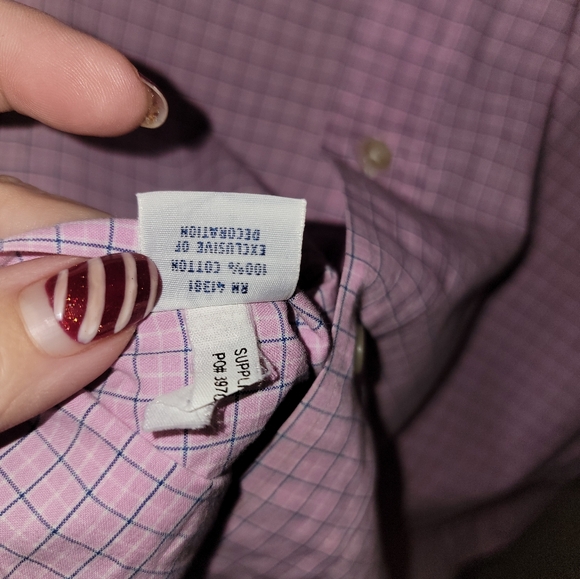 Ralph Lauren Custom Fit Mens Sz M Pink Blue Plaid Button Tab Shirt - Picture 7 of 7
